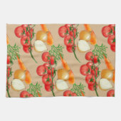  landbouwbedrijf Rustic Taupe Waterverf Veggies Theedoek (Horizontaal)