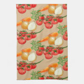  landbouwbedrijf Rustic Taupe Waterverf Veggies Theedoek (Verticaal)