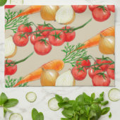  landbouwbedrijf Rustic Taupe Waterverf Veggies Theedoek (Gevouwen)