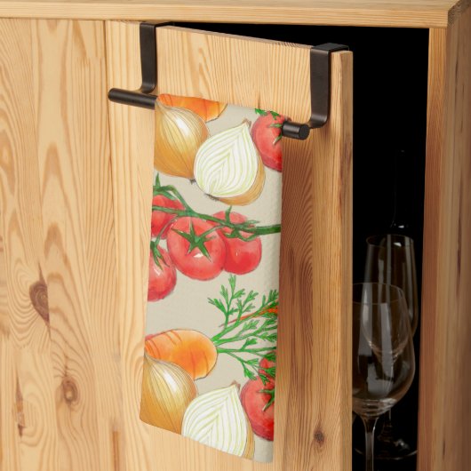  landbouwbedrijf Rustic Taupe Waterverf Veggies Theedoek (Derde Gevouwen)