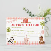 Landbouwdieren adoptiecertificaat verjaardagskaart kaart (Staand voorkant)
