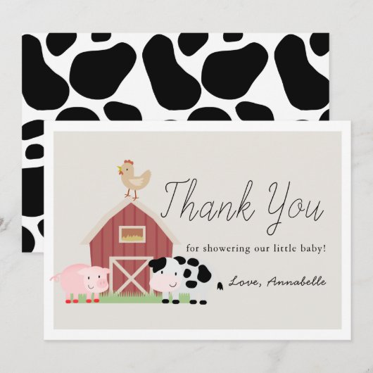 Landbouwdieren Barnyard Beige Baby shower Kaart (Voorkant / Achterkant)