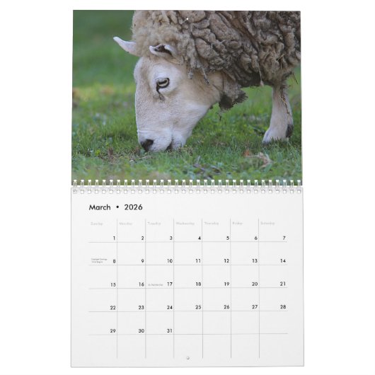 Landbouwdieren Kalender (Mar 2026)