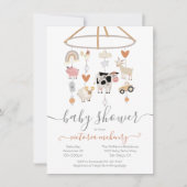 Landbouwdieren Mobiel Baby shower Kaart (Voorkant)