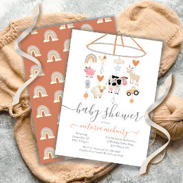 Landbouwdieren Mobiel Baby shower Kaart