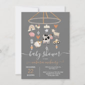 Landbouwdieren Mobiele Baby shower Kaart (Voorkant)