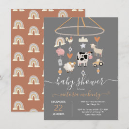 Landbouwdieren Mobiele Baby shower Kaart