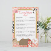 Landbouwdieren Nursery Rhyme Baby shower Game (Staand voorkant)