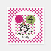 Landbouwdieren Roze Koe 4e verjaardag Napels Servet (Voorkant)
