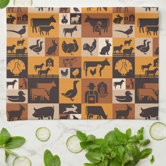 Landbouwdieren Theedoek (Gevouwen)