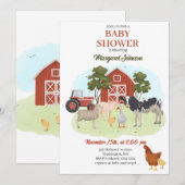 Landbouwdieren Uitnodiging tot Baby shower op de t (Voorkant / Achterkant)