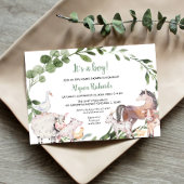 Landbouwdieren waterverf groen baby shower kaart