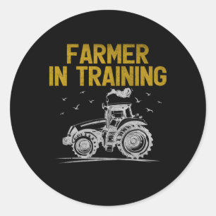 Landbouwer in opleiding Tractoren Voertuigen Landb Ronde Sticker