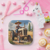 landbouwer op trekker papieren bordje (Feest)