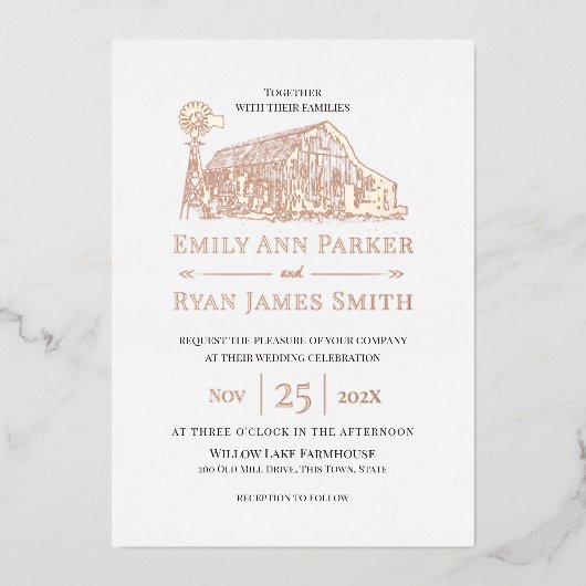 Landbouwerij Barn Folie Uitnodiging (Voorkant)