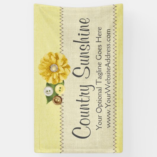 Landbouwerij Gele Buttonnen en Bloem Spandoek (Verticaal)