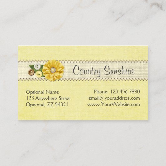 Landbouwerij Gele Buttonnen en Bloem Visitekaartje (Achterkant)