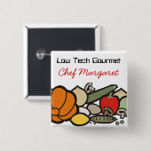 landbouwers brengen voedselkok op de markt met een vierkante button 5,1 cm (Voorkant /achterkant)