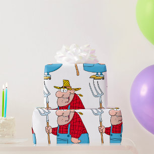 Landbouwers die een vork dragen cadeaupapier