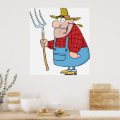 Landbouwers die een vork dragen poster (Keuken)