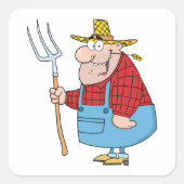 Landbouwers die een vork dragen vierkante sticker (Voorkant)