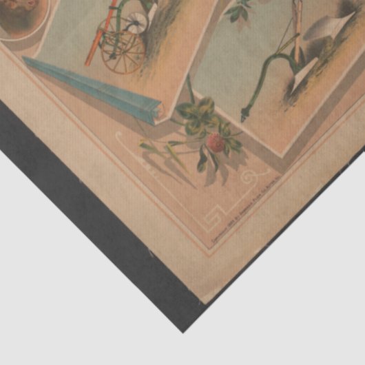 Landbouwers die gereedschap volgen Ephemera-ontkop Tissuepapier (Detail)