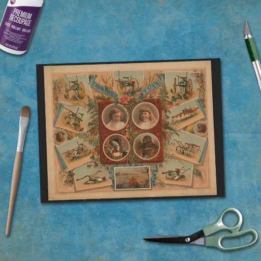 Landbouwers die gereedschap volgen Ephemera-ontkop Tissuepapier