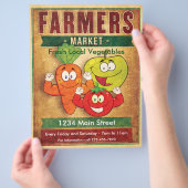 Landbouwers die groenten en fruit op de markt bren flyer (Hand)