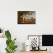 Landbouwers die in een veld met paarden en ploegen poster (Thuiskantoor)