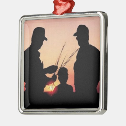 Landbouwers en zonnebanken metalen ornament (Links)