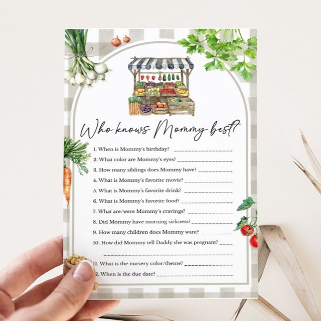 Landbouwers Lokaal Gekweekt Wie kent Mama Beste Sp (Farmers Market Baby Shower Who knows Mommy Best Game )