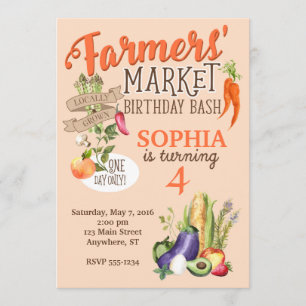 Landbouwers Market Birthday Invitation Kaart