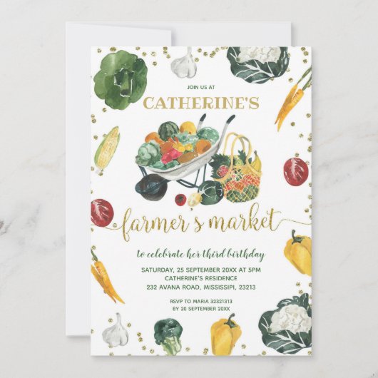 Landbouwers Market Birthday Invitation Kaart (Voorkant)