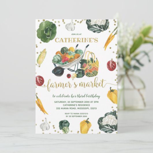 Landbouwers Market Birthday Invitation Kaart (Staand voorkant)