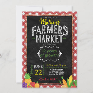 Landbouwers Market Chalkboard Birthday Invitation Kaart