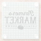 Landbouwers Market Gray Gingham Glazen Onderzetter (Achterkant)