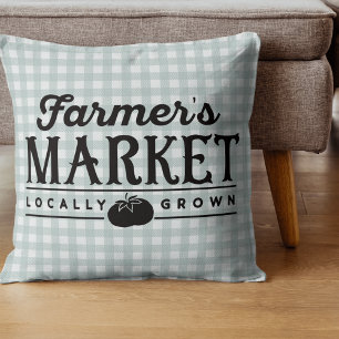 Landbouwers Market Gray Gingham Kussen