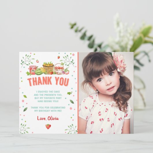 Landbouwers Markt aardbei Hartelijk dank! Bedankkaart (Staand voorkant)