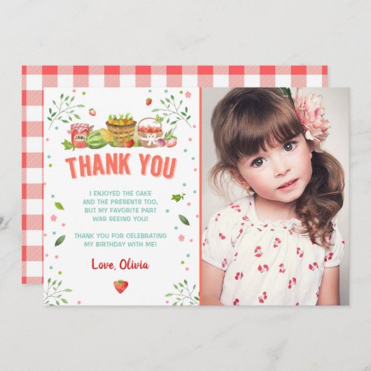 Landbouwers Markt aardbei Hartelijk dank! Bedankkaart (Voorkant / Achterkant)