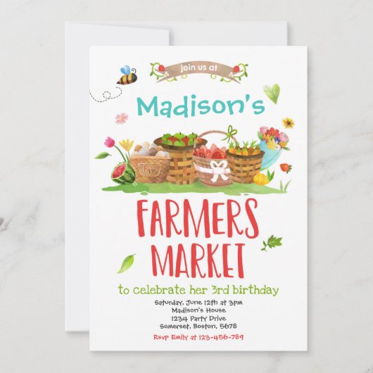 Landbouwers Markt Birthday Local Grown Girl Boerde Kaart (Voorkant)