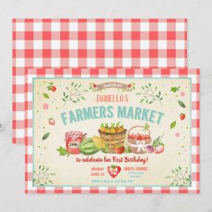 Landbouwers Markt Groene Veggies Fruits Red Girl Kaart