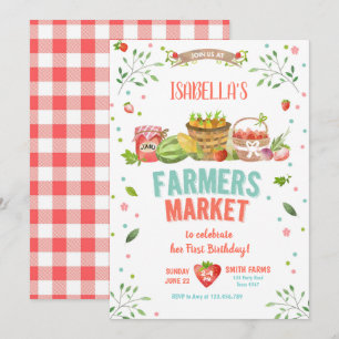 Landbouwers Markt Groene Veggies Fruits Red Girl Kaart