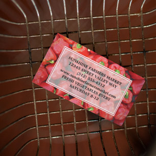 Landbouwers Markt Red Bell Pepper Producent Vendor Visitekaartje