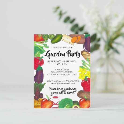 Landbouwers Markt Veggie Garden Spring Planparty Uitnodiging Briefkaart (Staand voorkant)