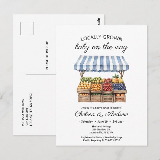 Landbouwers MarktBaby shower plaatselijk geteelde  Briefkaart (Voorkant / Achterkant)