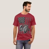 Landbouwers Tractor American Flag Patriotic Farmin T-shirt (Voorkant volledig)