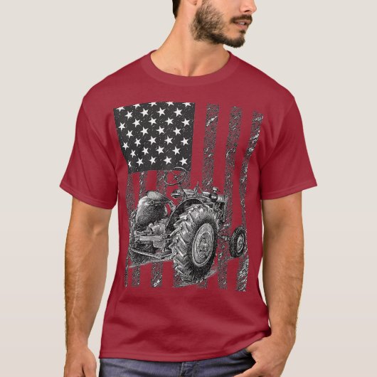 Landbouwers Tractor American Flag Patriotic Farmin T-shirt (Voorkant)