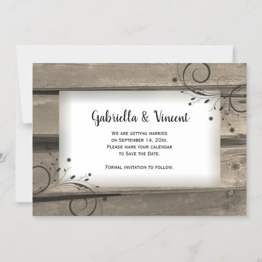 Landbouwers van Barn Wood Weddenschap sparen de da Magnetische Uitnodiging (Voorkant)