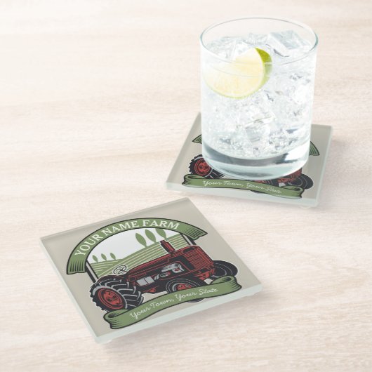 Landbouwers van gepersonaliseerde  Boerderijen tra Glazen Onderzetter (Schuin)