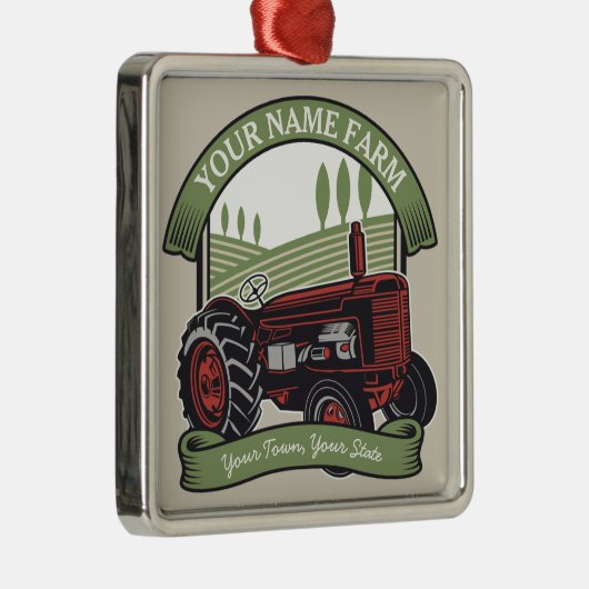 Landbouwers van gepersonaliseerde  Boerderijen tra Metalen Ornament (Rechts)